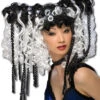 Gothic Lockenperücke Schwarz/Weiß