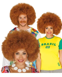 Braune Afro Look Perücke