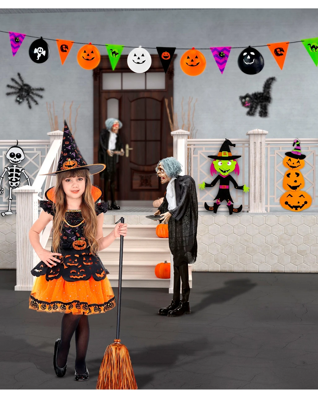 Halloween Girlande Mit Flaggen & Ballons – Bild 3