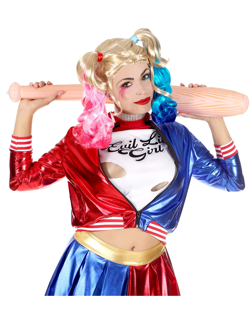 Verrückte Harlequin Perücke – Bild 3