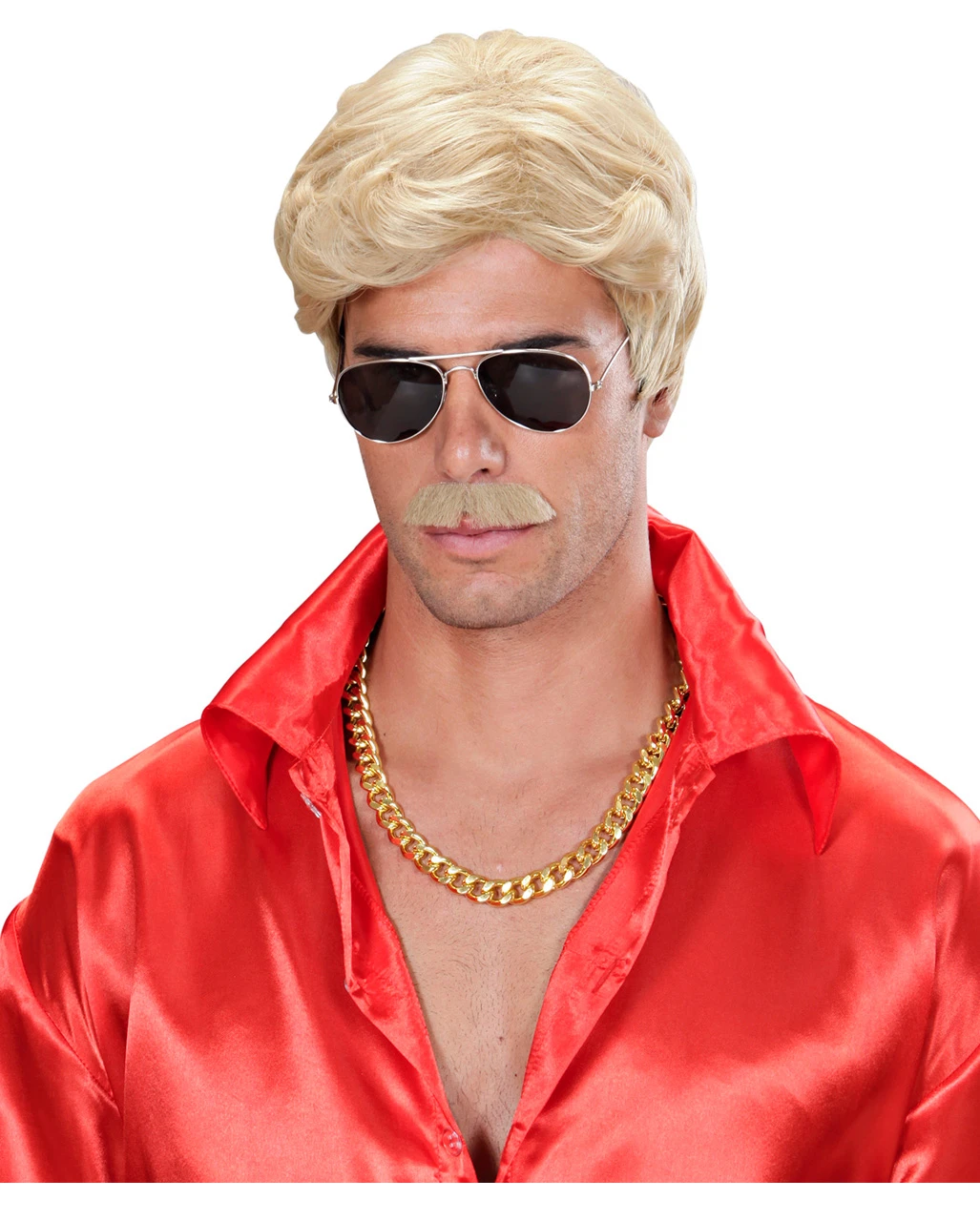 Playboy Herrenperücke Mit Schnäuzer Blond – Bild 2