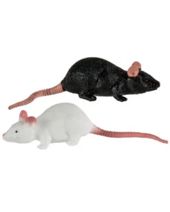 Gummi Ratte 11cm - Schwarz / Weiß