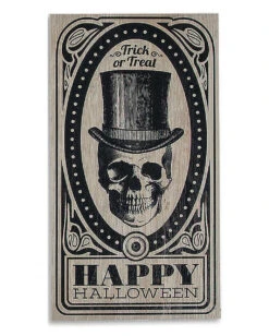 Antikes Halloween Schild "Totenschädel Mit Zylinder" 46x24cm