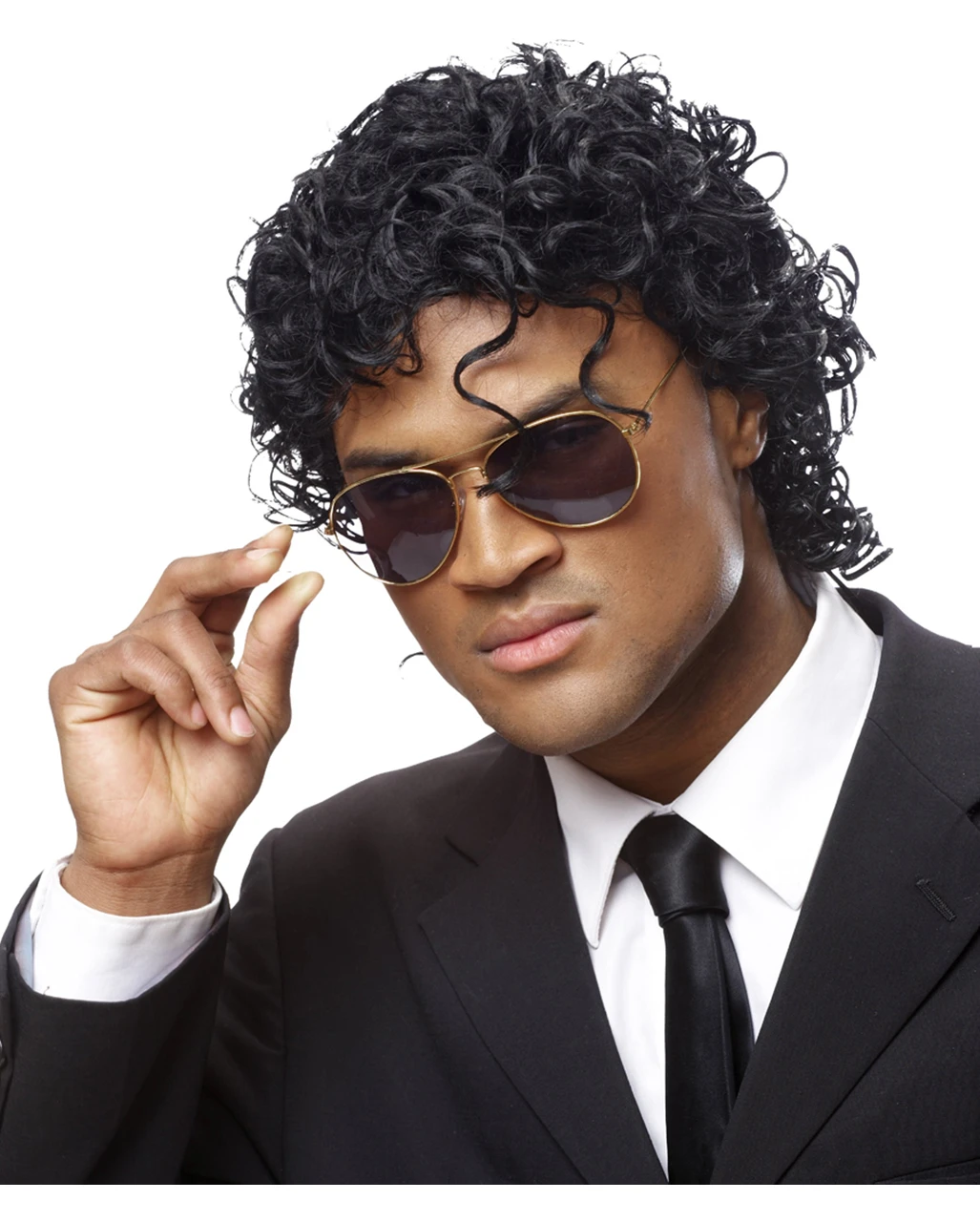 Wet Look Perücke Schwarz